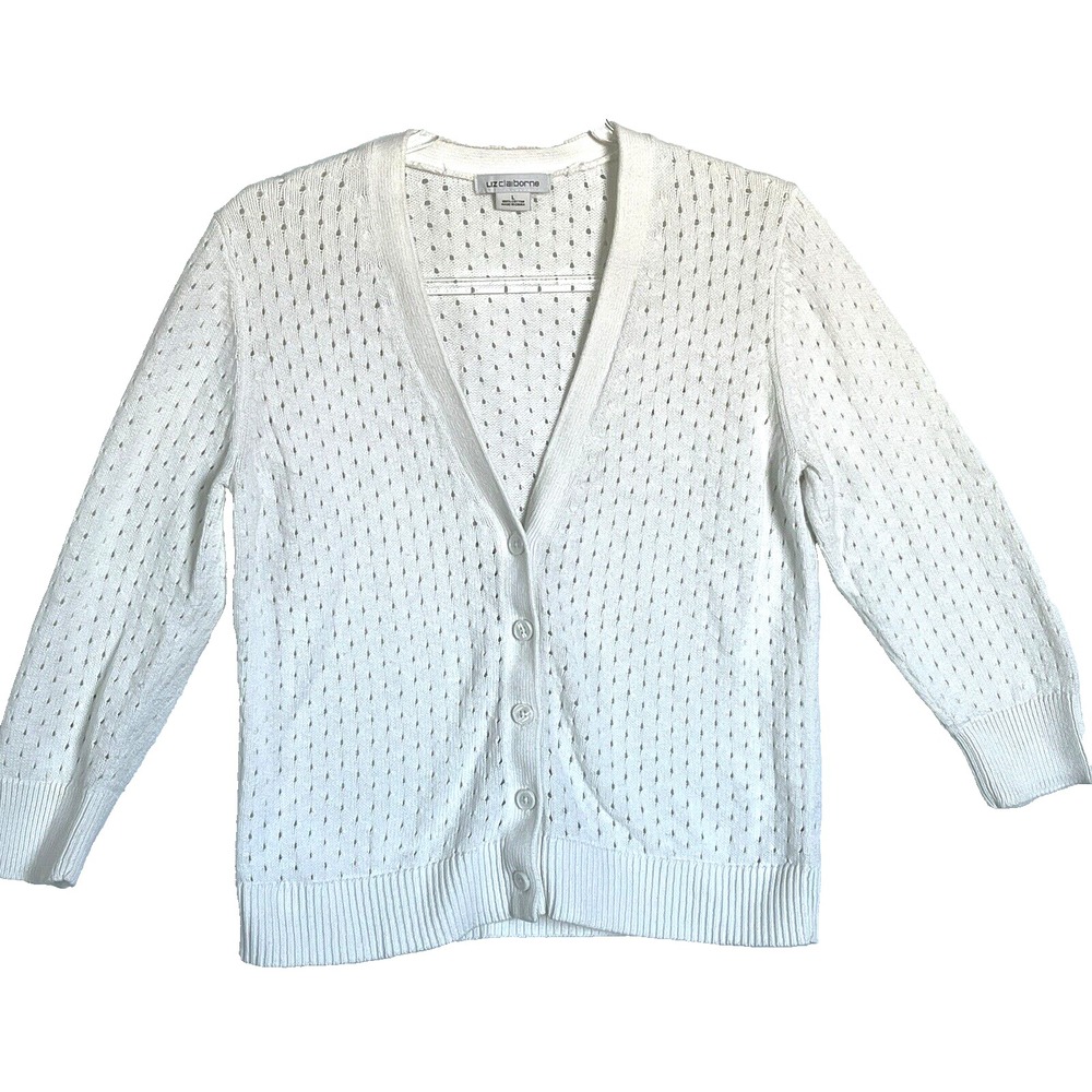 Liz Claiborne White Cardigan Sweater